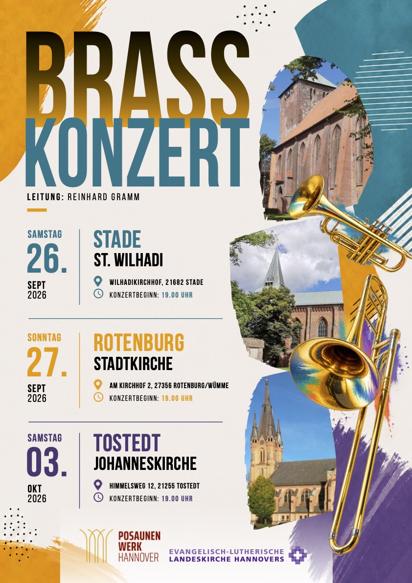 Plakat Brasskonzert 2026 von Ulrich Wilke (Brasskonzert 2025 in Bremervörde)